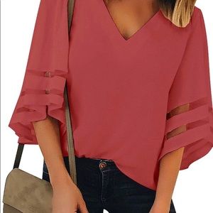 Bell sleeve blouse. Tea rose color.  Size medium